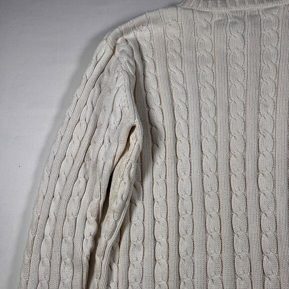 Vintage 1990s LAUREN Ralph Lauren White Cable Knit Sweater Green Label AS IS - Picture 6 of 16